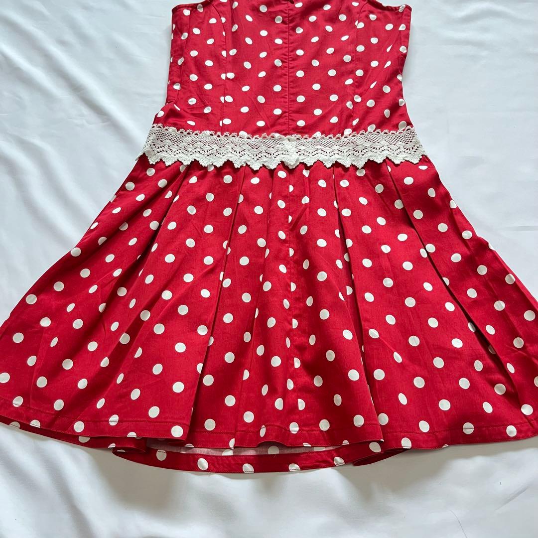 シャーリーテンプル タグ付 ワンピース 130 サンドレス 赤 ドット リボン