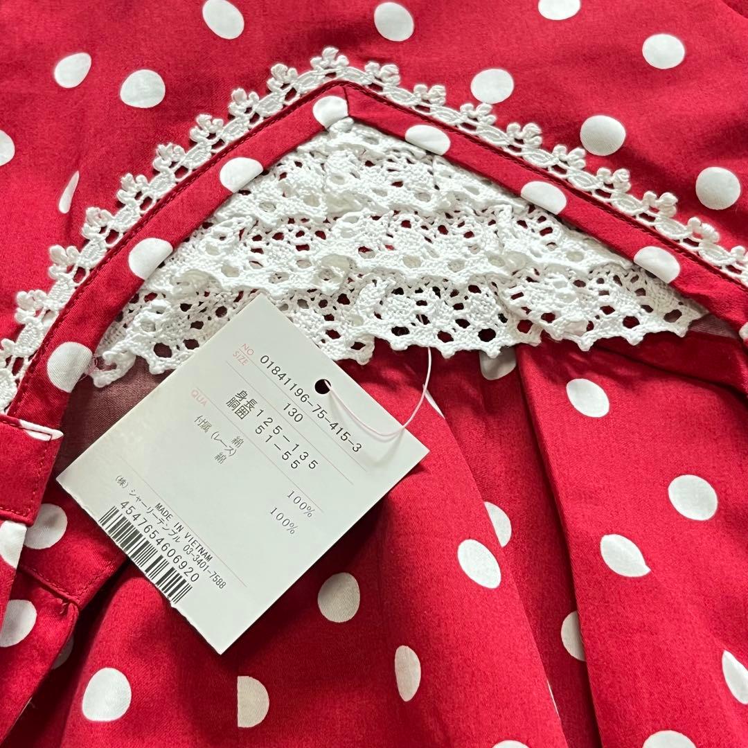 シャーリーテンプル タグ付 ワンピース 130 サンドレス 赤 ドット リボン