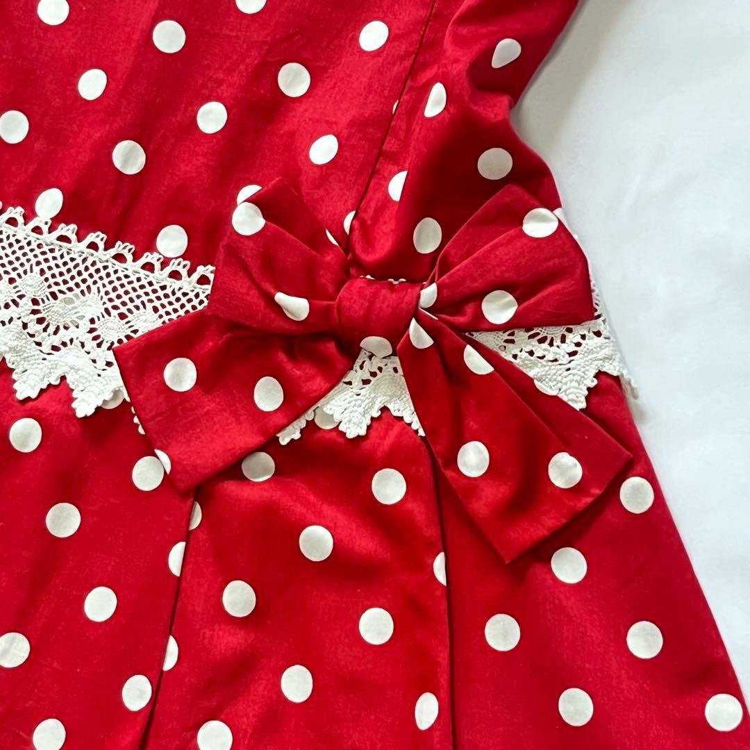 シャーリーテンプル タグ付 ワンピース 130 サンドレス 赤 ドット リボン