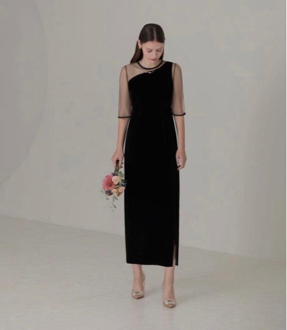 試着のみ【Leja 】アシンメトリーティアードフリル3WAYベロア 3点セット