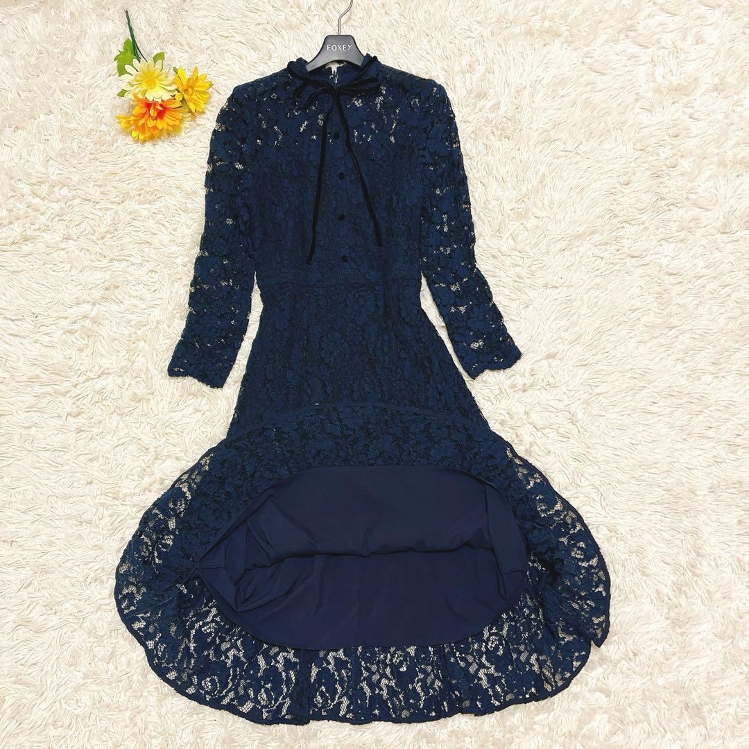 美品✨セルフォード ボウタイワンピース 総レース ロング丈 石原さとみ