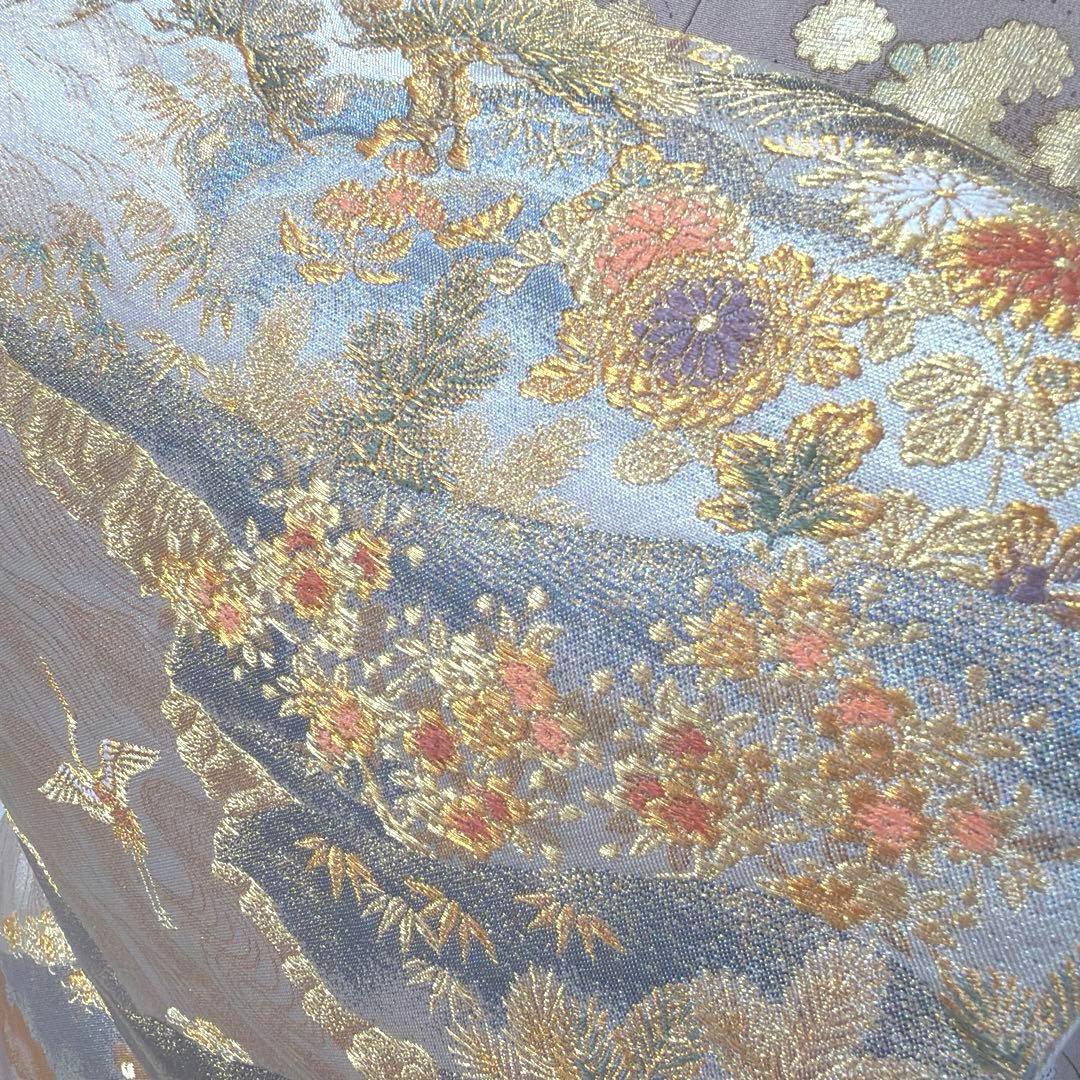 498 訪問着フルセット 正絹 一つ紋 ベージュ グレージュ 金彩 暈し染め