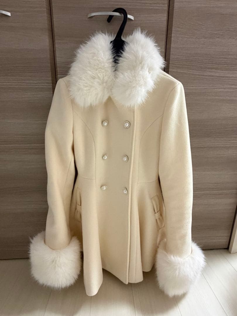 NoGenki アイボリー ファー付きロングコート