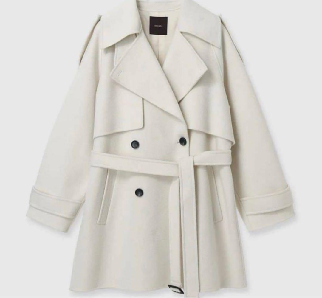 anuans リバーウールミドルトレンチコート ECRU