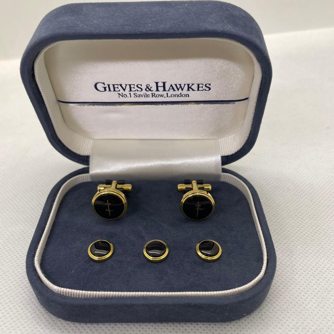GIEVES & HAWKES 黒オニキス　カフスボタンセット