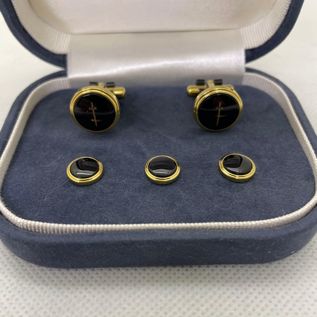 GIEVES & HAWKES 黒オニキス　カフスボタンセット