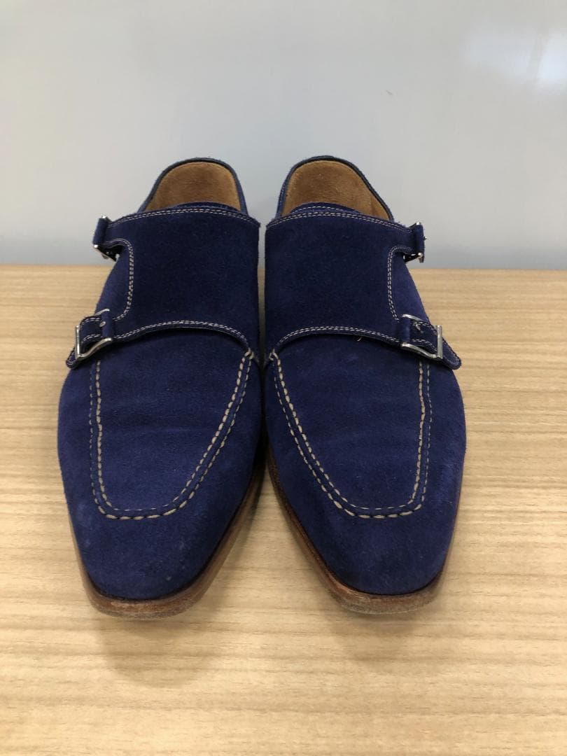 マグナーニ　41　ダブルモンク　スエード　青　美品　MAGNANNI