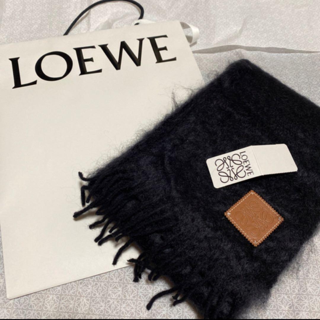 LOEWE 黒 モヘア混紡 マフラー