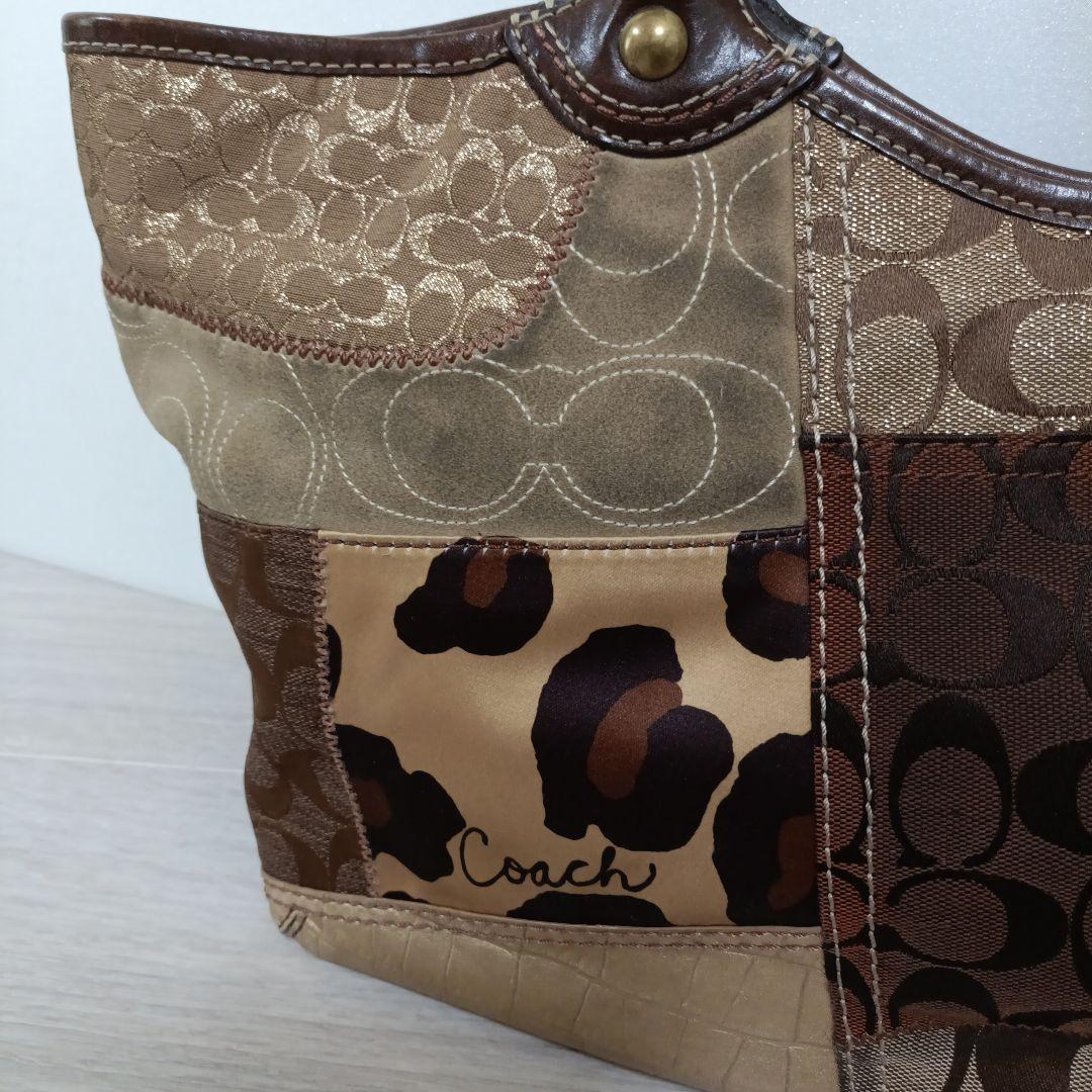coach パッチワーク シグネチャー ブリーカー トートバッグ ブラウン