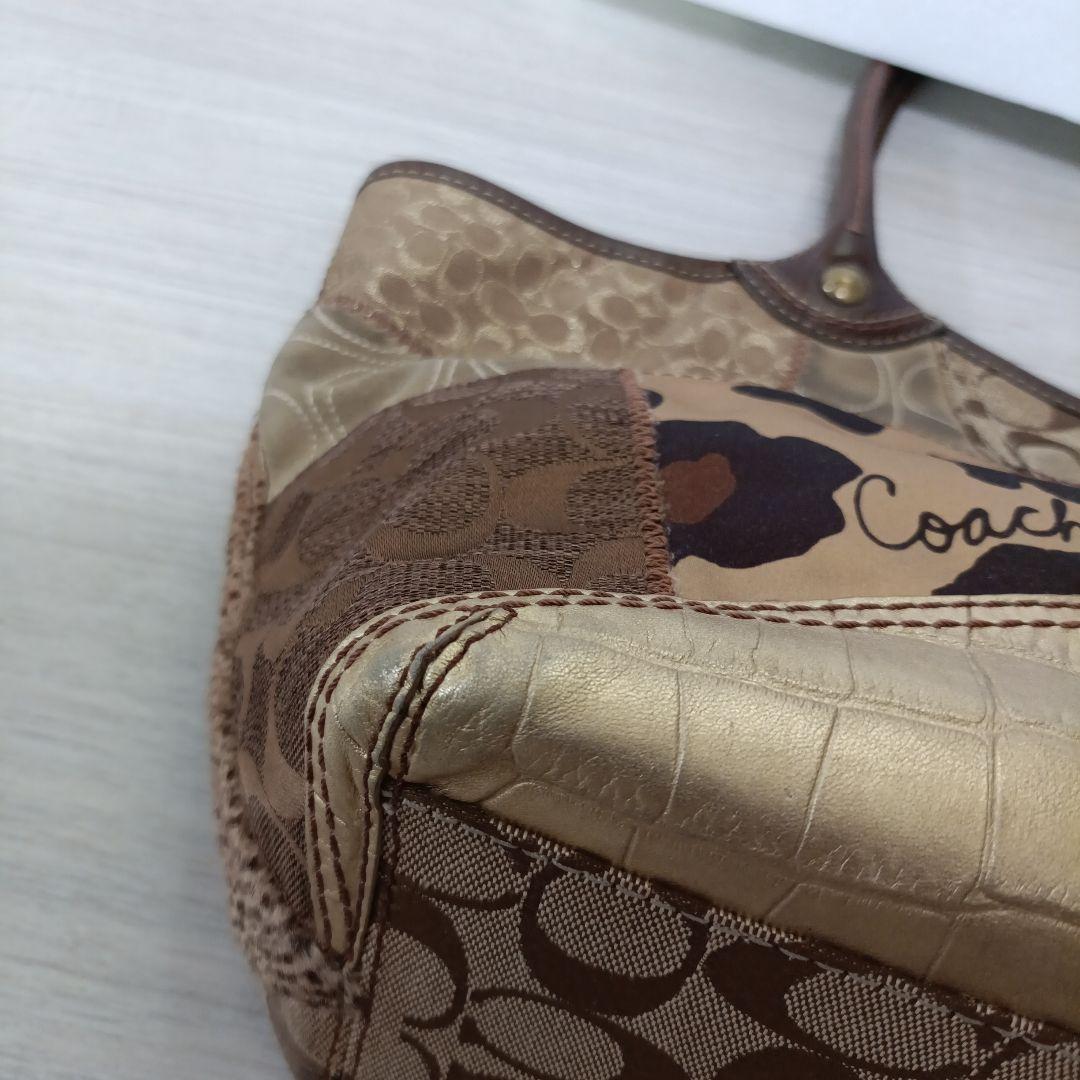 coach パッチワーク シグネチャー ブリーカー トートバッグ ブラウン