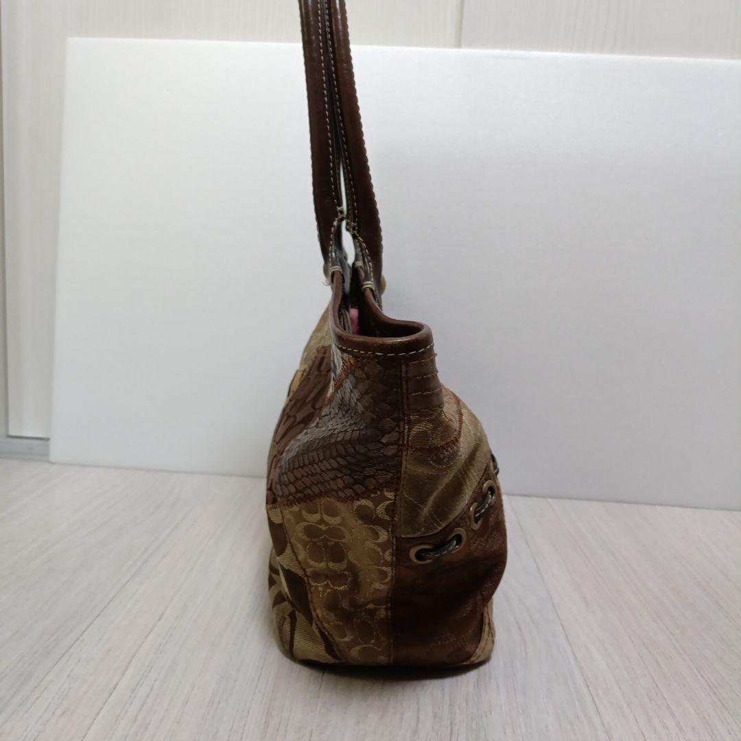 coach パッチワーク シグネチャー ブリーカー トートバッグ ブラウン