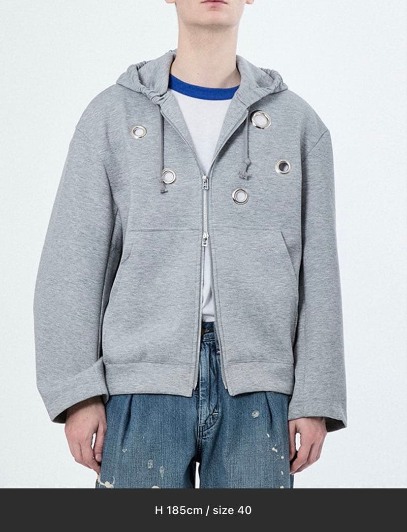 M TO R BIG EYELET STUCK HOODIE リング パーカー