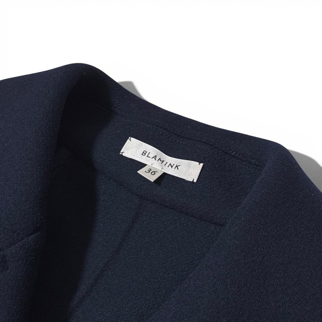 極美品✨️￥20万　ブラミンク　ウールダブルフェイス ボナカラーサファリコート　紺