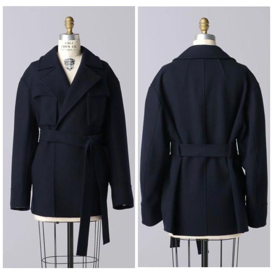 極美品✨️￥20万　ブラミンク　ウールダブルフェイス ボナカラーサファリコート　紺