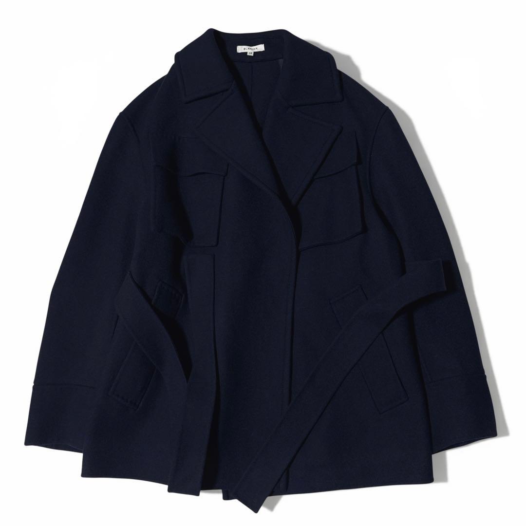 極美品✨️￥20万　ブラミンク　ウールダブルフェイス ボナカラーサファリコート　紺
