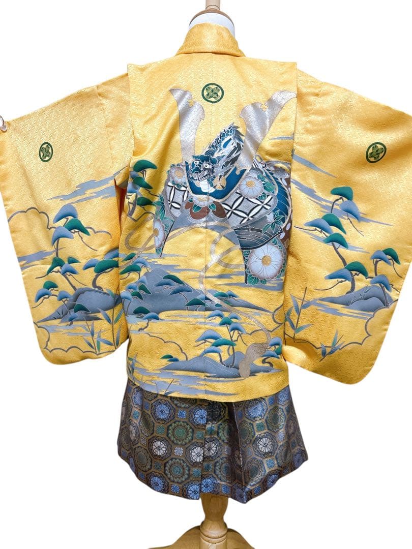 3歳フルセット♡七五三　男の子　一式　2歳　3歳　黄色　兜　五つ紋