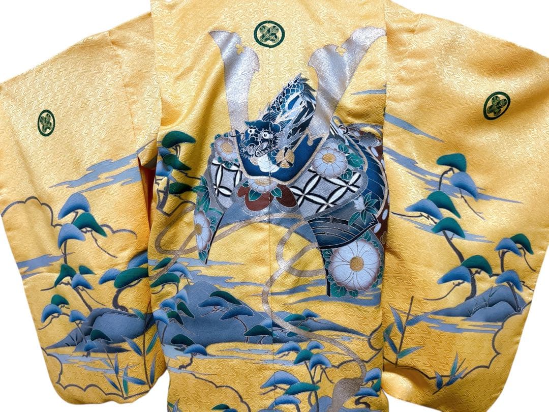 3歳フルセット♡七五三　男の子　一式　2歳　3歳　黄色　兜　五つ紋