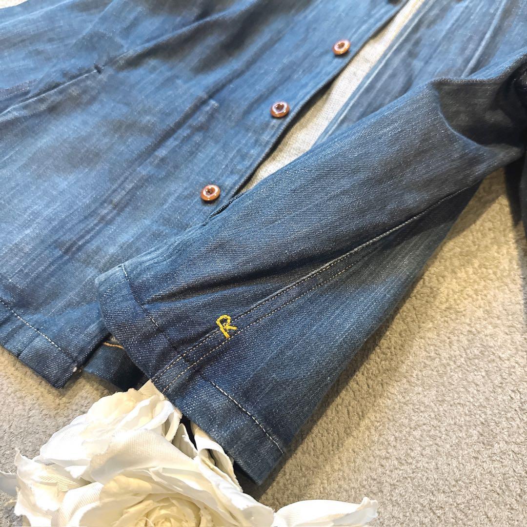 45R 美品 おこめデニム　908　スタンドジャケット インディゴ ２　ボタン