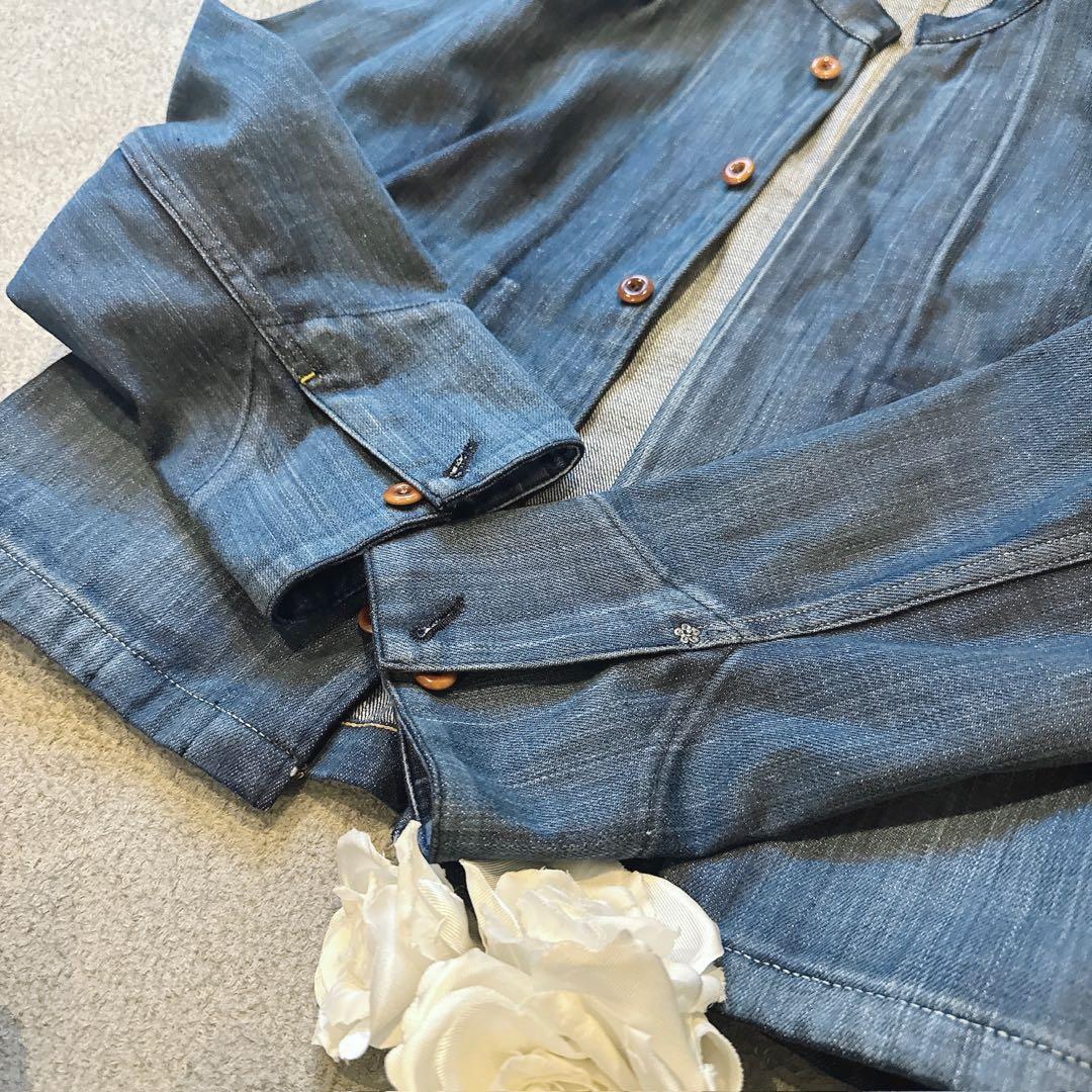 45R 美品 おこめデニム　908　スタンドジャケット インディゴ ２　ボタン