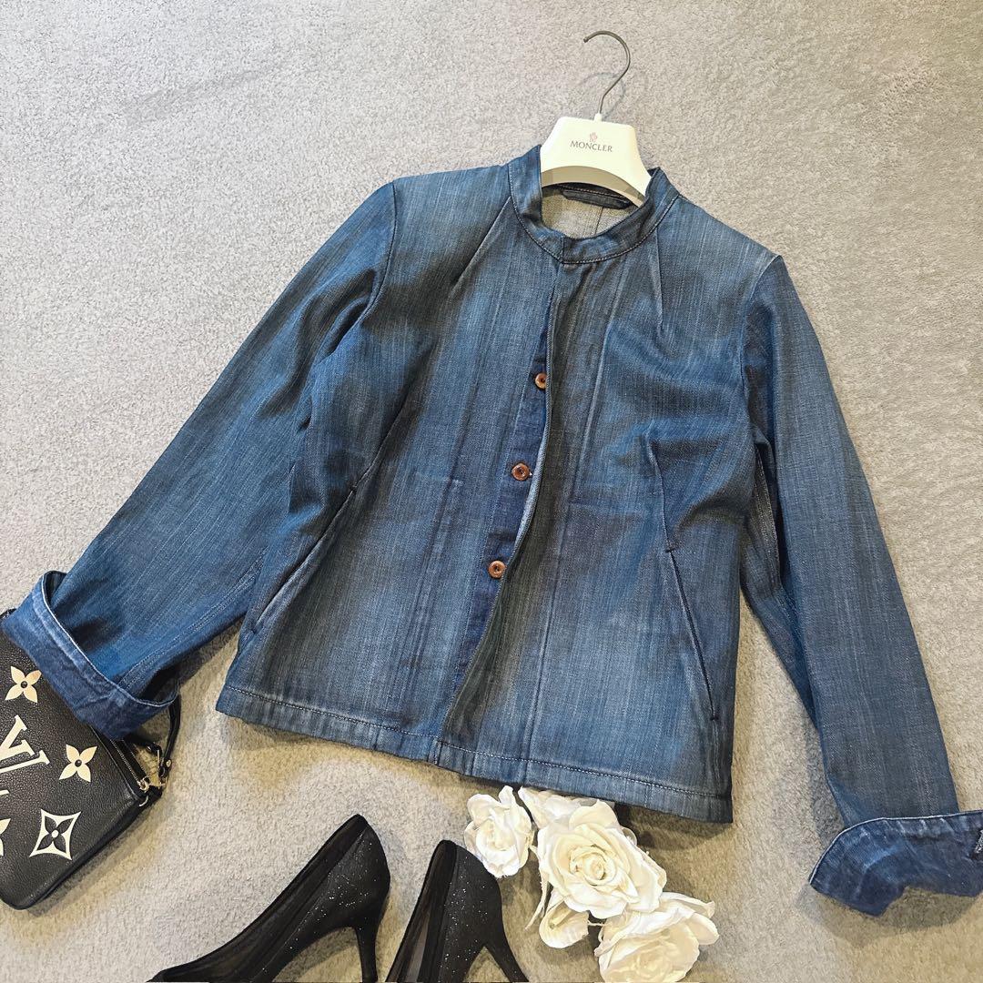 45R 美品 おこめデニム　908　スタンドジャケット インディゴ ２　ボタン