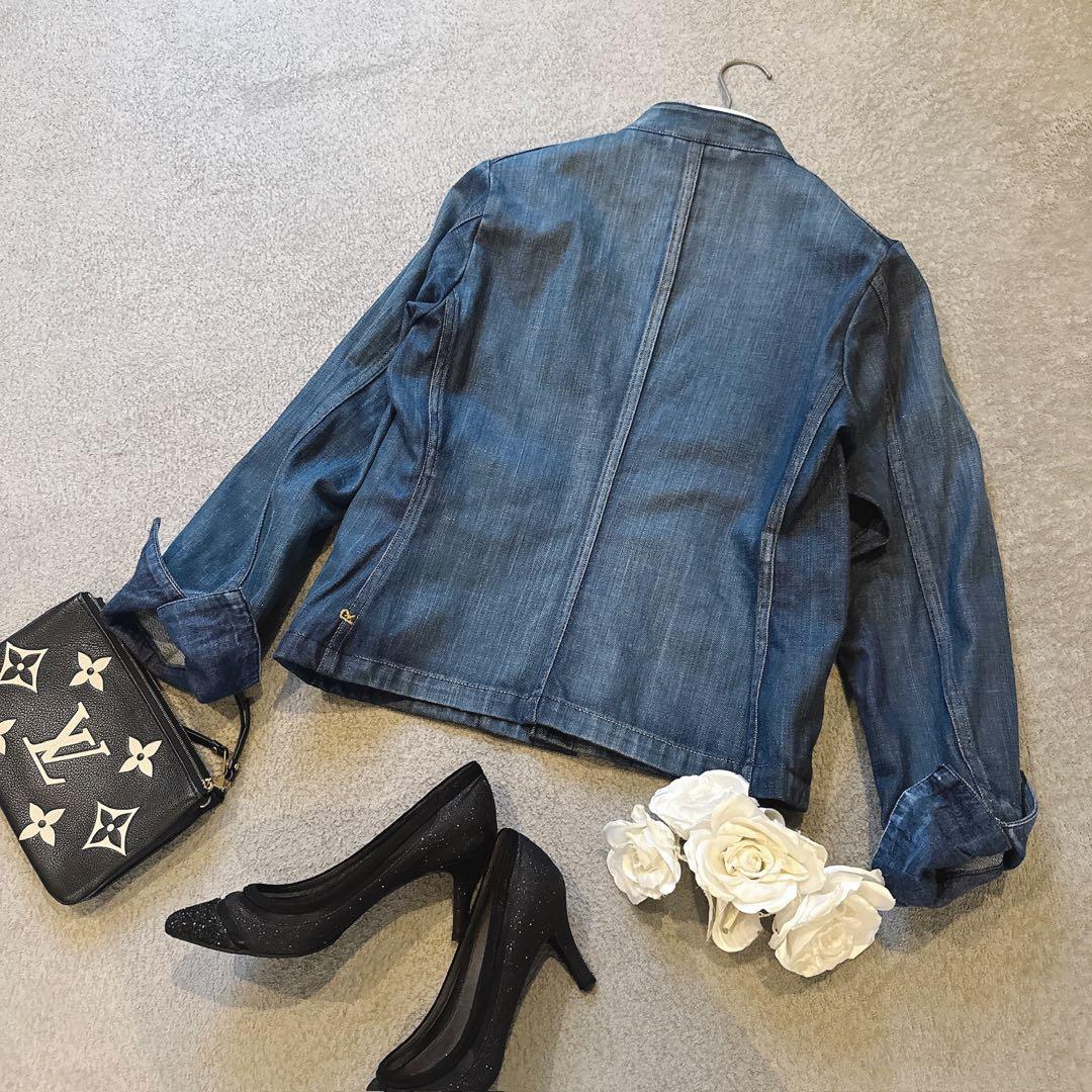 45R 美品 おこめデニム　908　スタンドジャケット インディゴ ２　ボタン