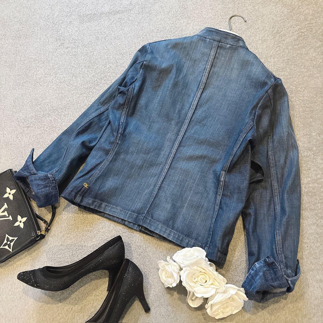 45R 美品 おこめデニム　908　スタンドジャケット インディゴ ２　ボタン