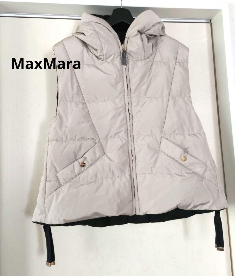 2024MaxMaraダウンベスト/リバーシブル/ロゴ刺繍/テディベア