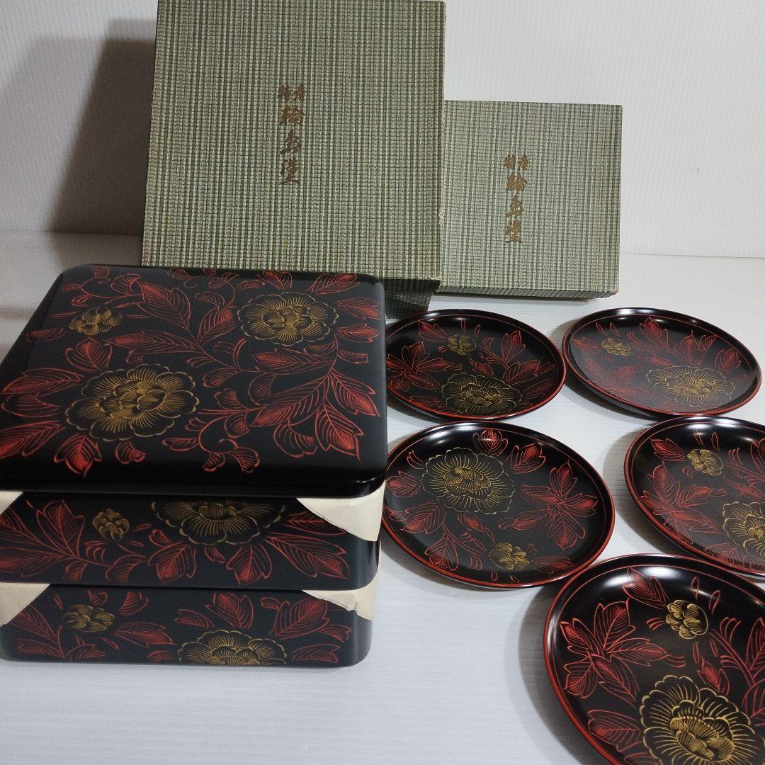本堅地輪島塗【二段重箱と菓子置き】未使用品 MADE IN JAPAN