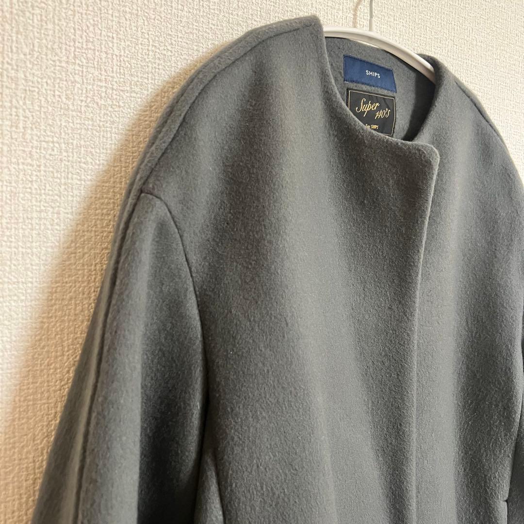 極美品✨SHIPS シップス グレー SUPER140 サイズ36 コート M