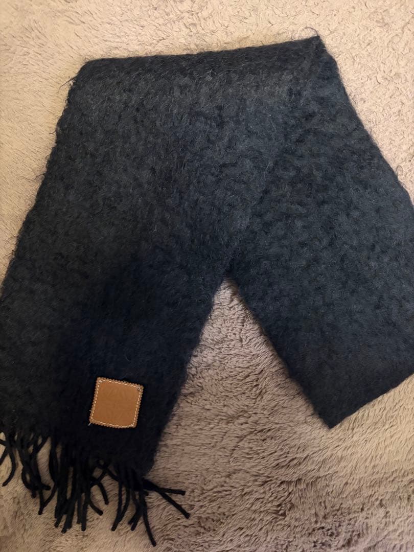ロエベ モヘア マフラー ウール 黒 ストール