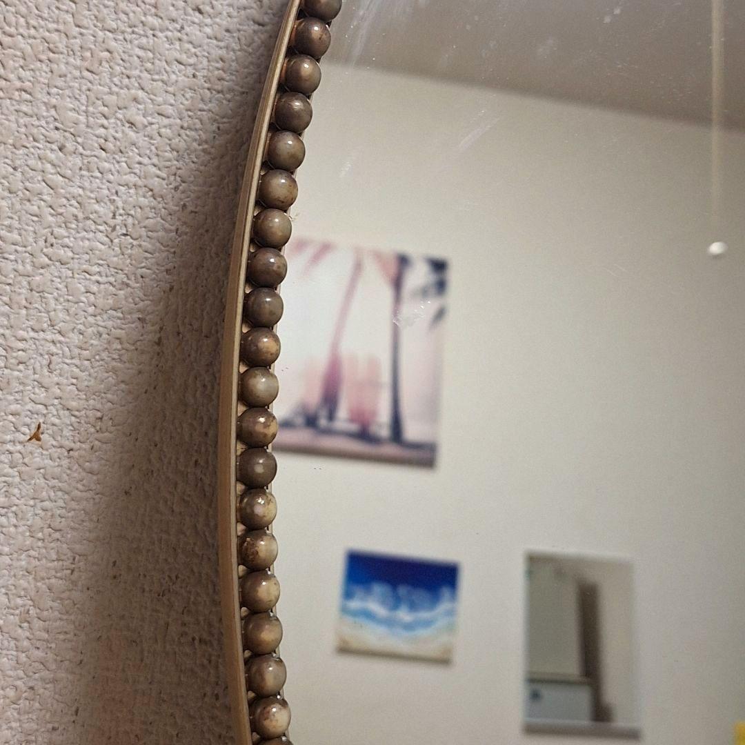 ビンテージ ミラー 鏡 アンティーク　ウォールミラー 壁掛け　真珠