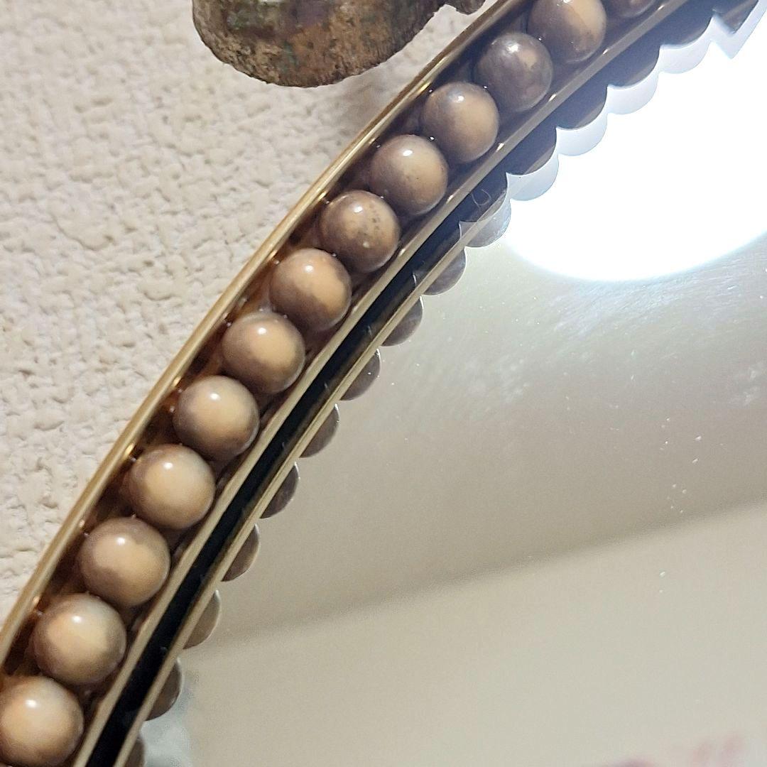 ビンテージ ミラー 鏡 アンティーク　ウォールミラー 壁掛け　真珠