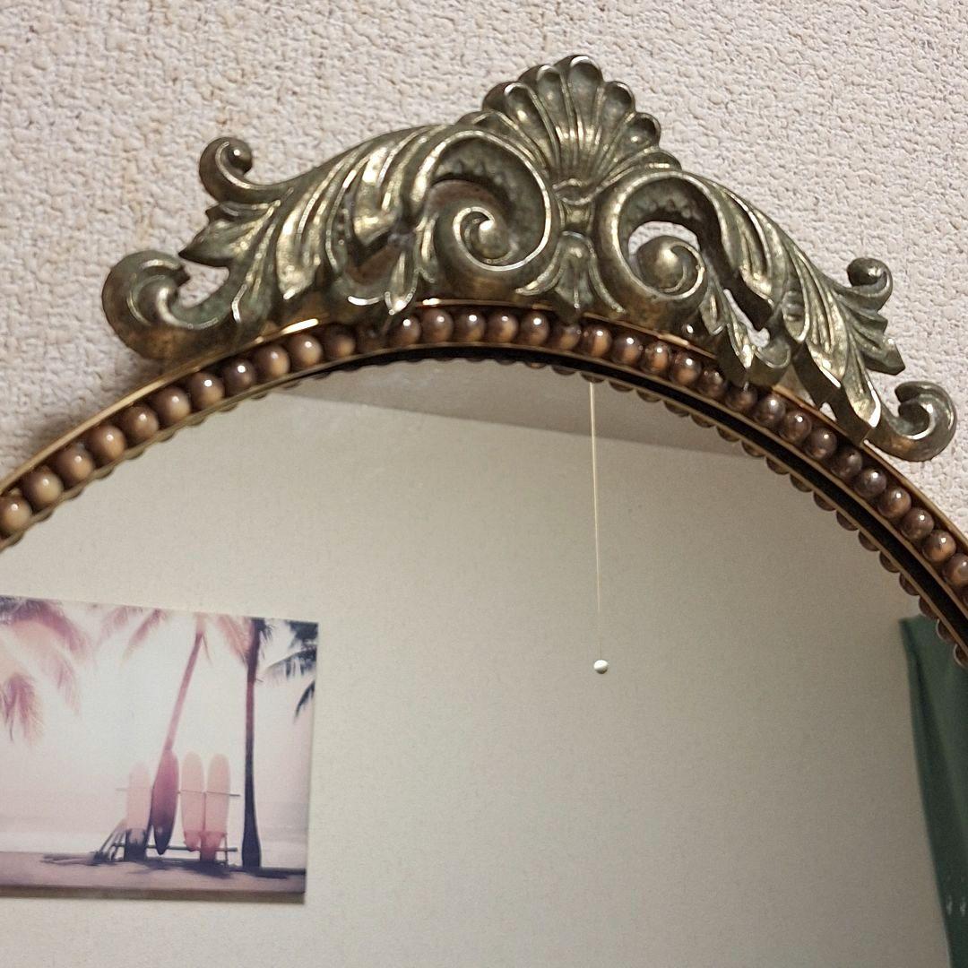 ビンテージ ミラー 鏡 アンティーク　ウォールミラー 壁掛け　真珠