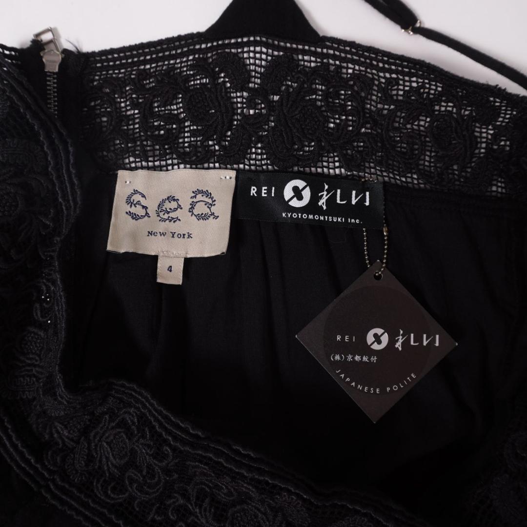 新品未使用 シーニューヨーク レイ 京都紋付 キャミワンピース 黒4*LD975