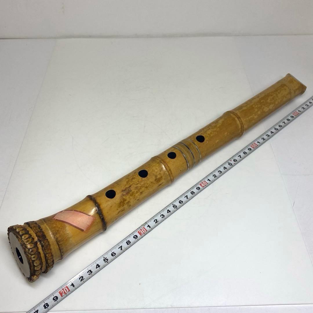 竹風在銘　銀三線尺八　約45cm 東N7-1025①