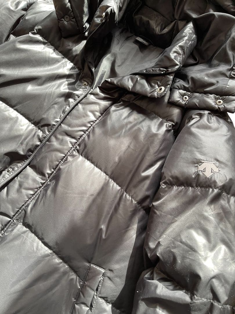 美品　デサントスーパーロングダウンコート ベンチコート ブラックOサイズ