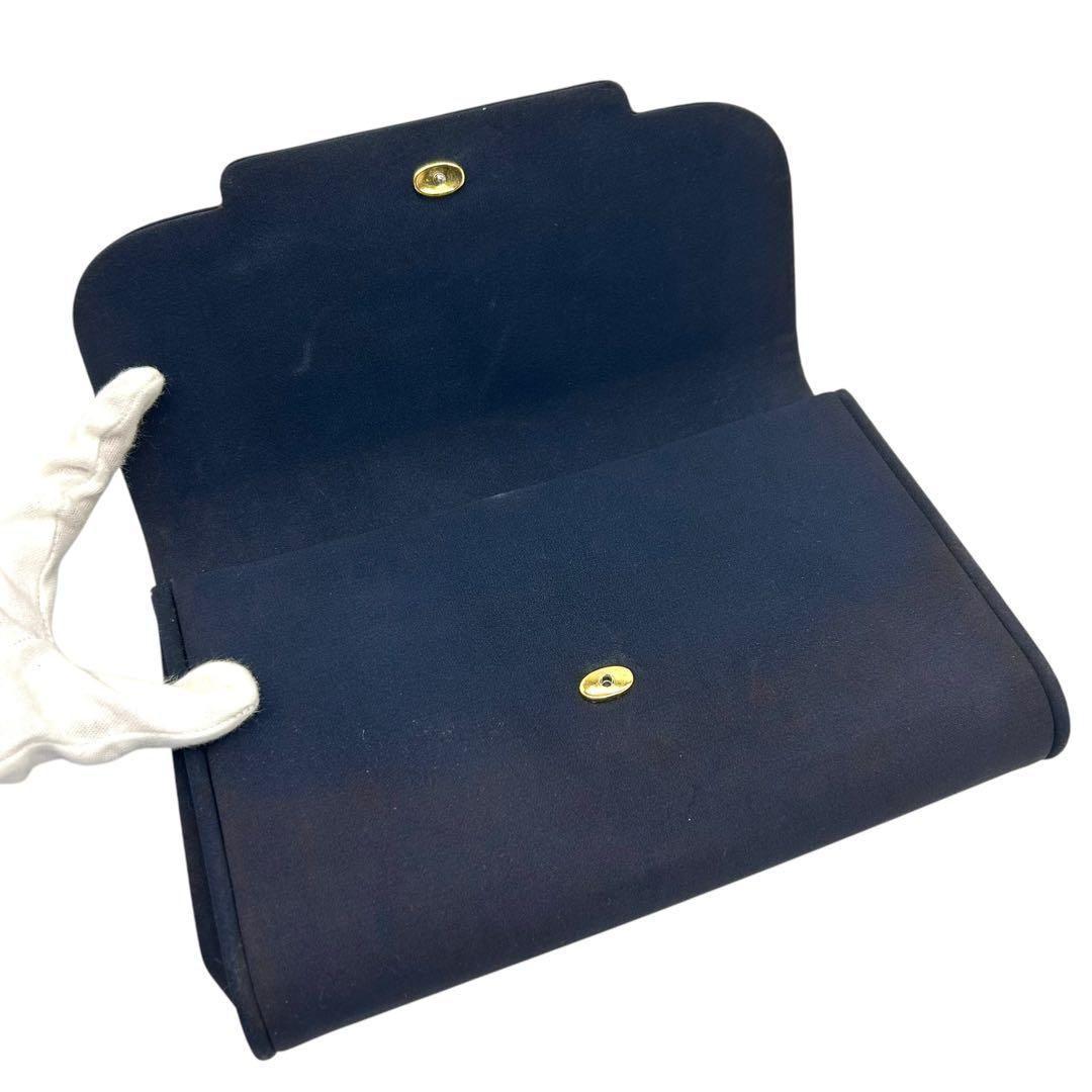 良品 778 グッチ クラッチバッグ インターロック ナイロン ネイビー