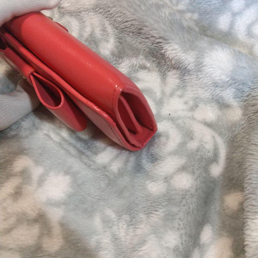 PRADAサフィアーノ リボン付き 長財布オレンジ系