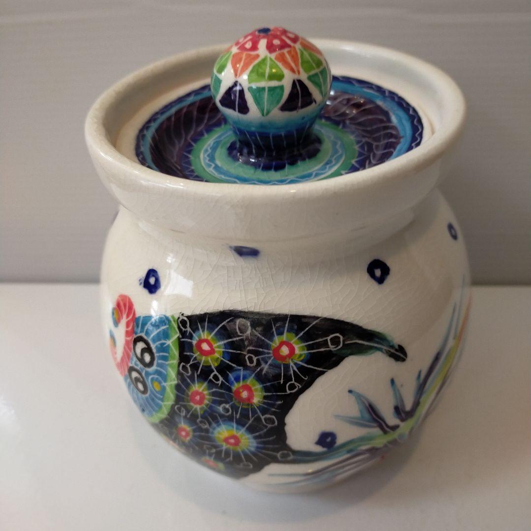 ナツキ　南島焼 沖縄 石垣島 奈美ロリマーさん作品　蓋物大　物入れ　未使用