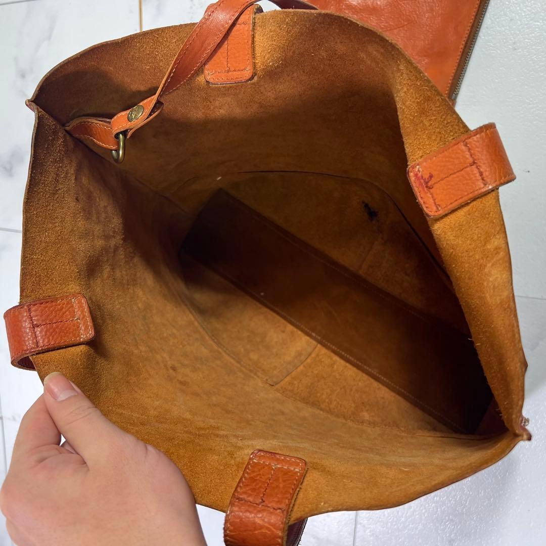 イルビゾンテ トートバッグ ポーチ付き レザー ヤキヌメ ブラウン A4