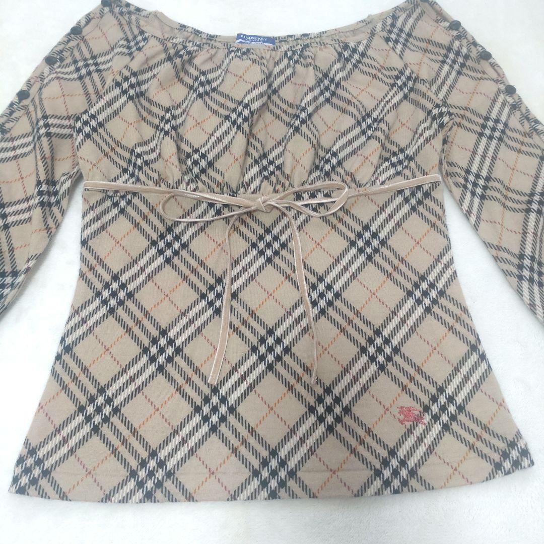 【タグ付未使用】バーバリーブルーレーベル　カットソー　ノバチェック　ウール　38
