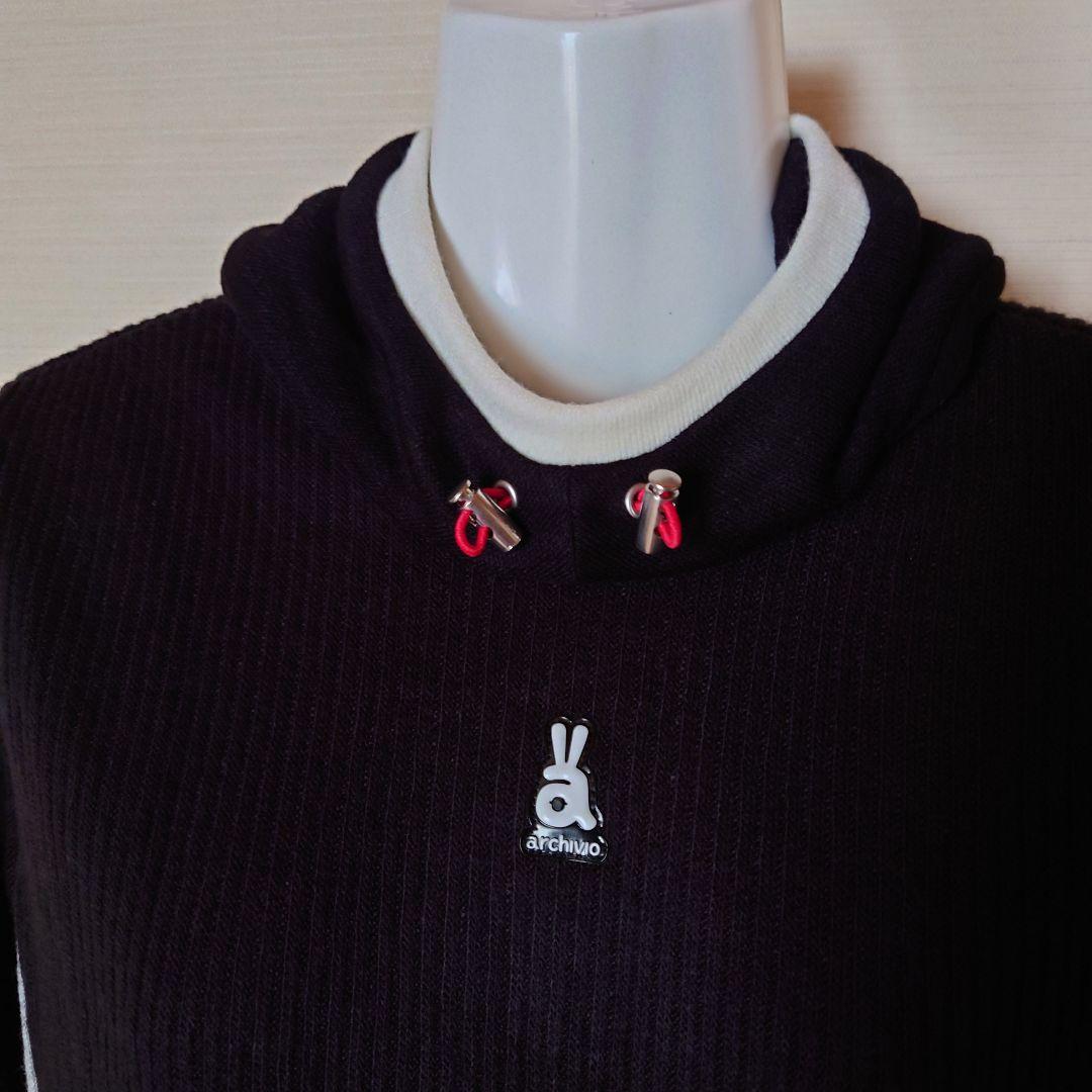 【アルチビオ】ニット プルオーバー セーター 裏地付き ハイネックフード 秋冬M