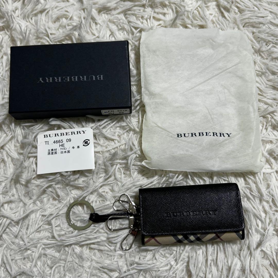 付属品付 未使用✨バーバリー　キーケース　4連　キーリング　ノバチェック　レザー