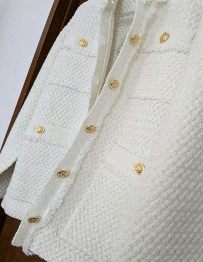 カデュネ　ツイード調ニットジャケット　カーディガン 36 cadune ブラウス