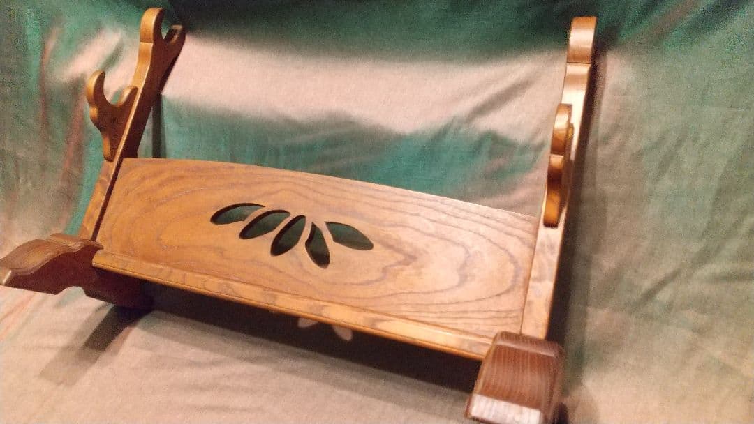 【木目三本掛け】刀掛け 三本掛け 刀台 刀置き 刀台座 スタンド 家紋 日本刀