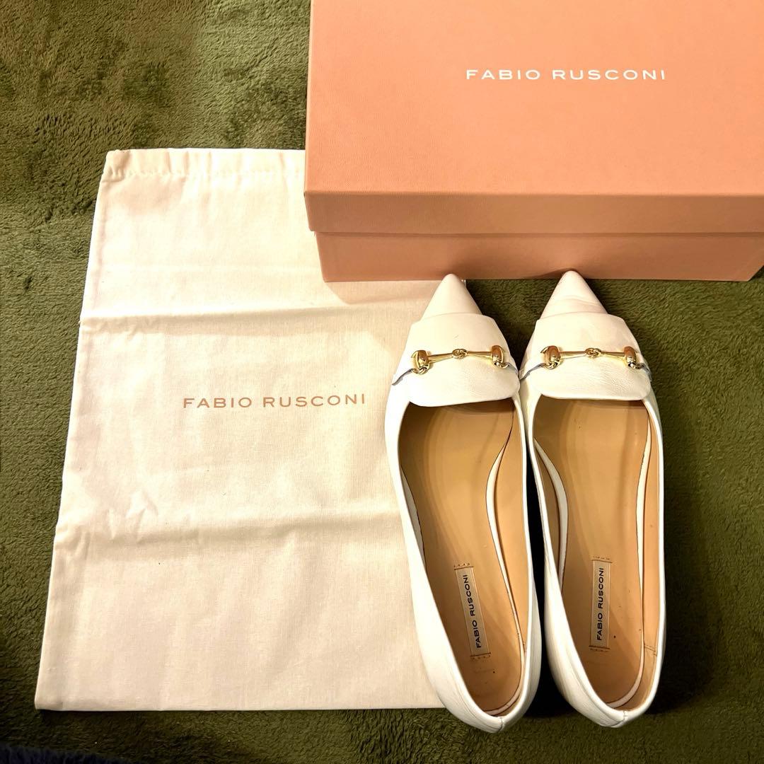 FABIO RUSCONI 白 スリッポン38cm