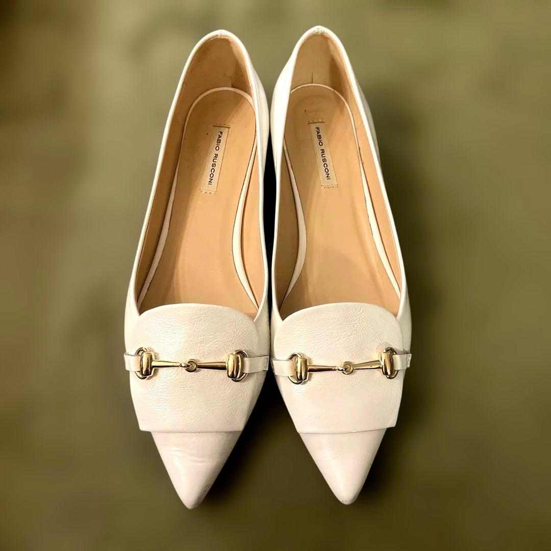 FABIO RUSCONI 白 スリッポン38cm