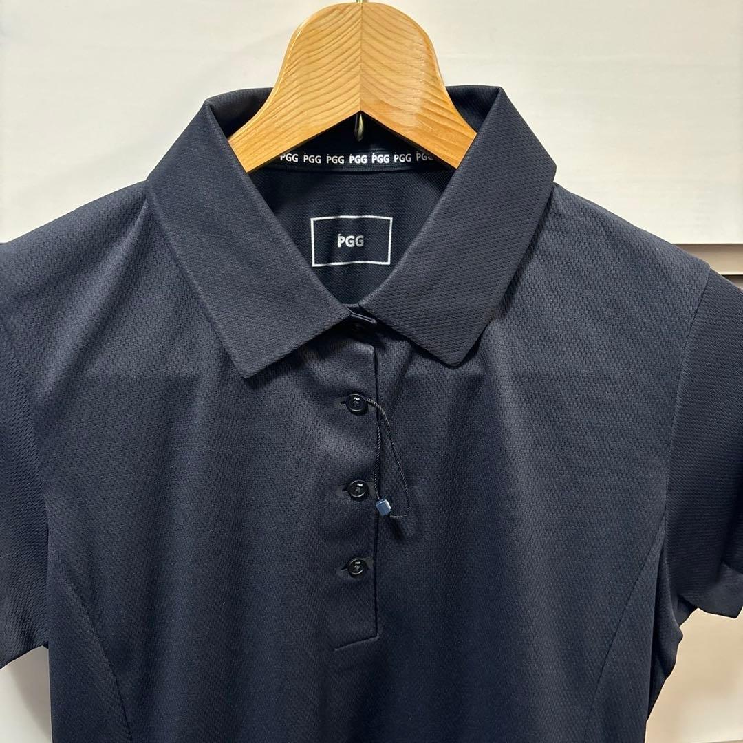 パーリーゲイツ　PGG ポリエステルメッシュポロシャツブラックサイズ1