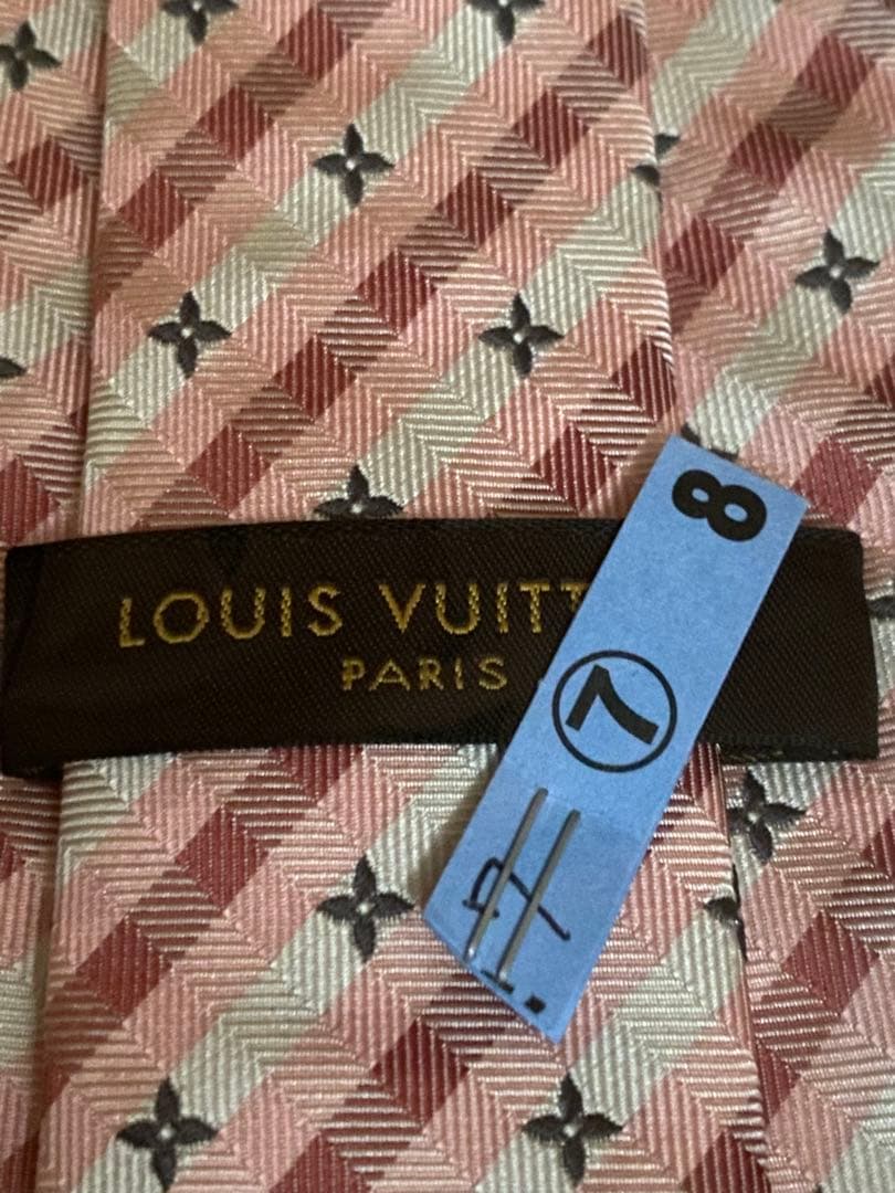 【美品】LOUIS VUITTONモノグラム スターチェック柄 シルクネクタイ