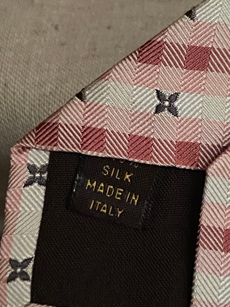 【美品】LOUIS VUITTONモノグラム スターチェック柄 シルクネクタイ